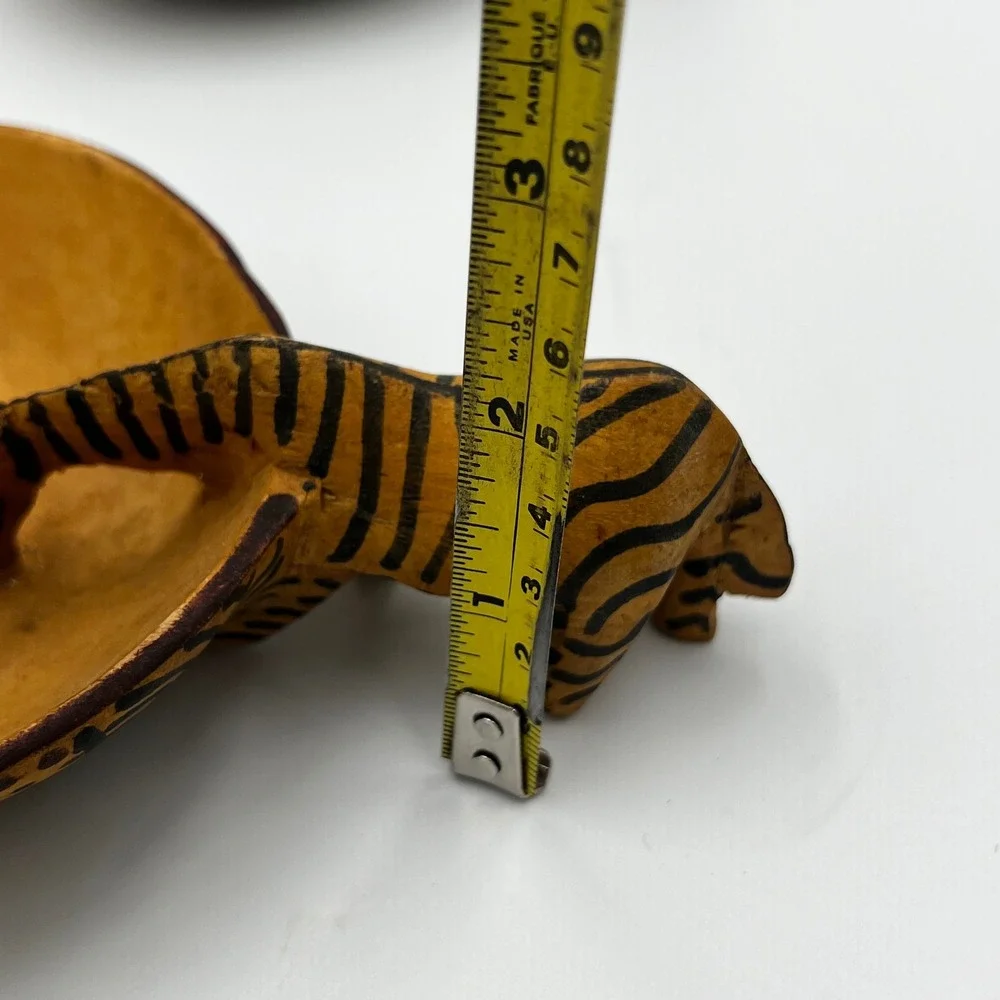 Hand Carved Wooden African Animal Bowls Giraffe Zebra Decorative Dish Set 2pc‎